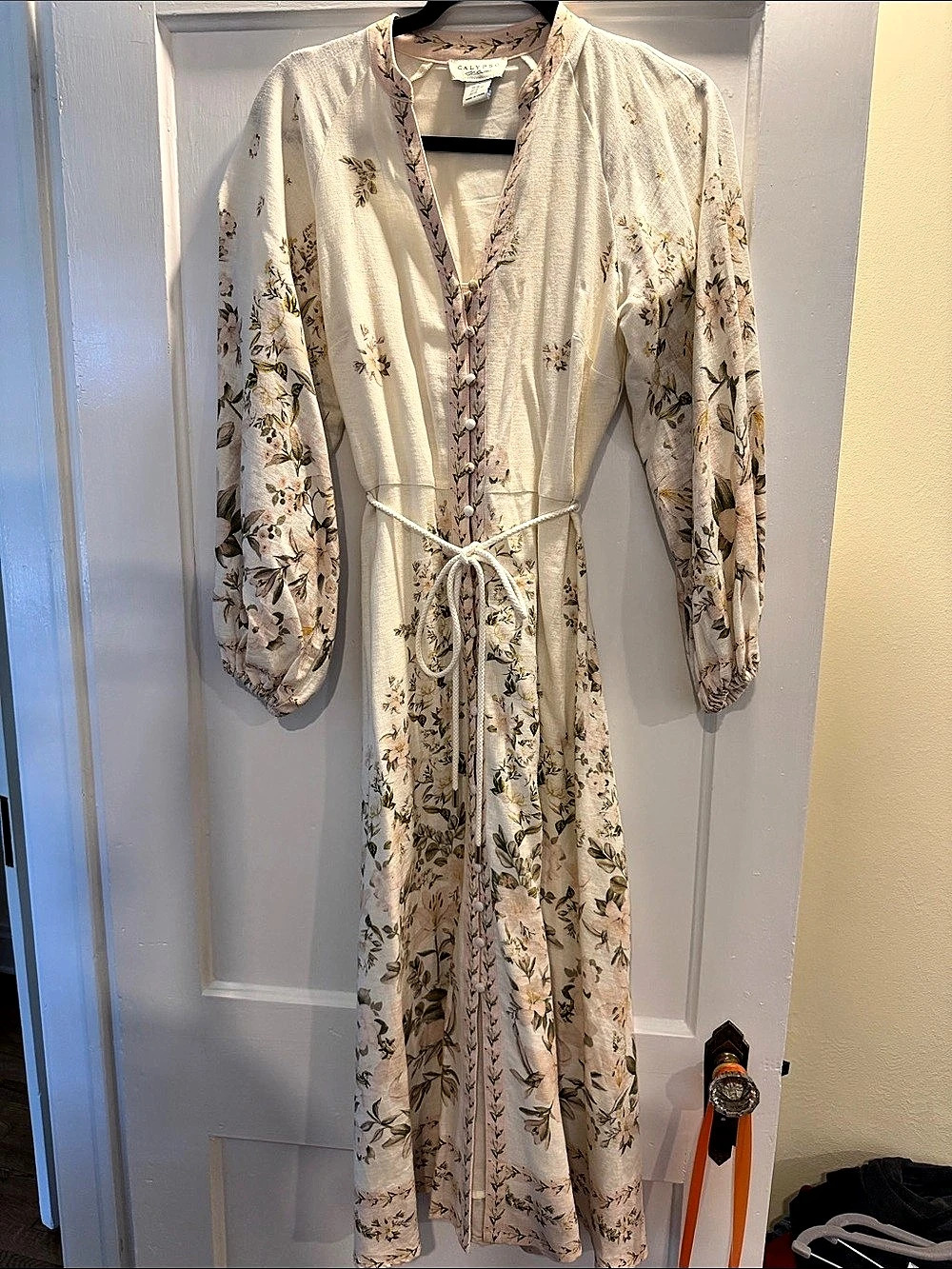 Calypso St. Barth Floral Maxi Dress in White & Pink Size XS Like New